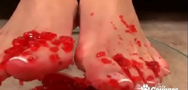  Mackenzee Pierce Gets Her Feet All Messy With Jello Before Giving An Amazing Footjob